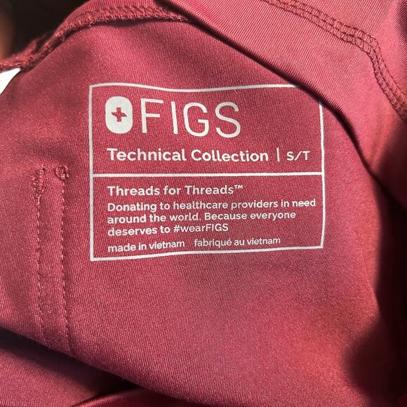 Figs Maternity Yola Slim Scrub Pants in Burgundy Size Small Tall NWT - Picture 5 of 5